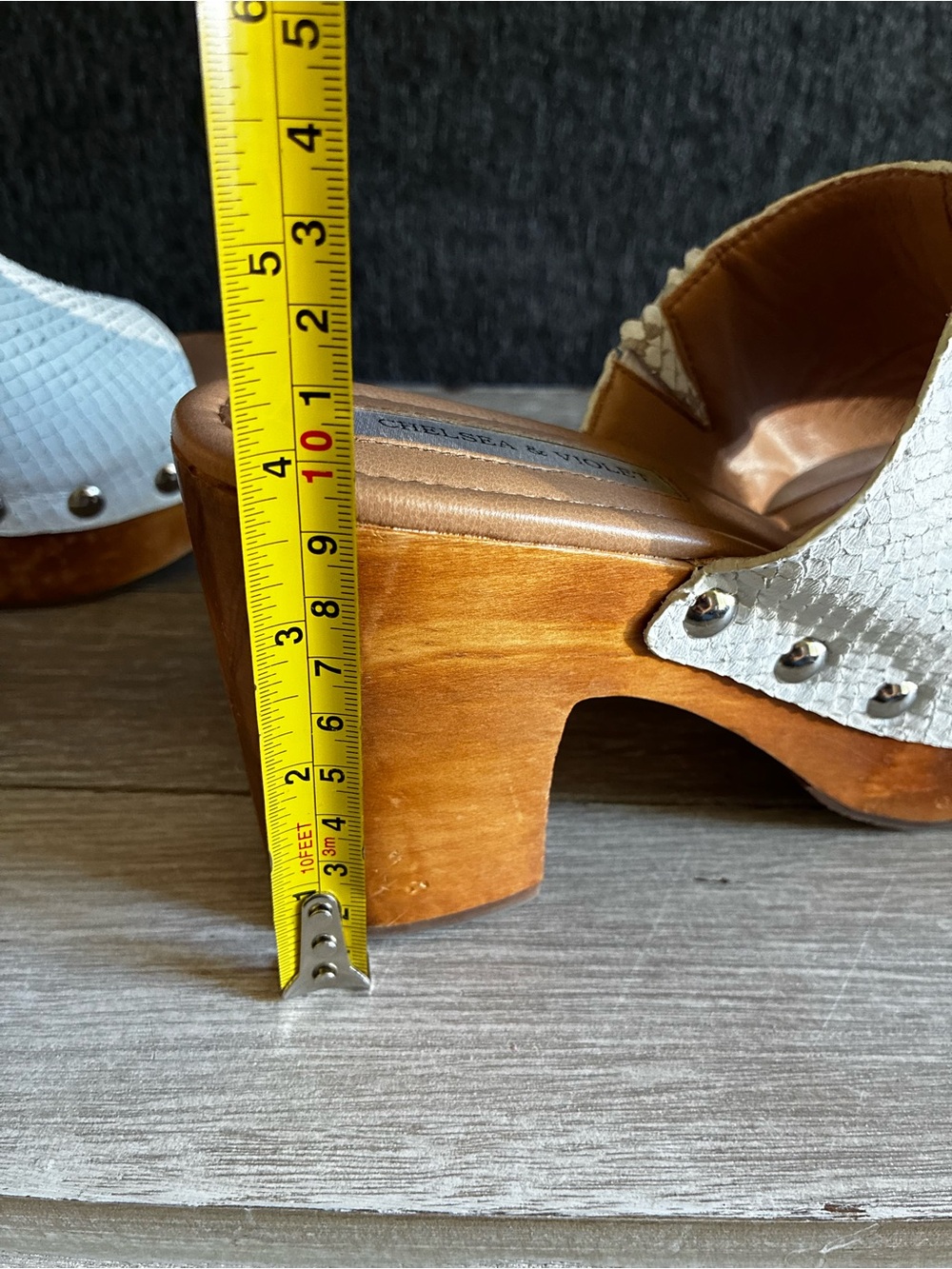 Chelsea & Violet White Snake Leather Mule Heels - Picture 8 of 8